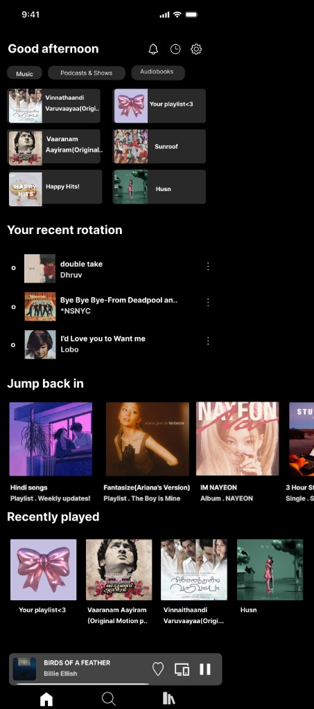 Spotify Home screen
